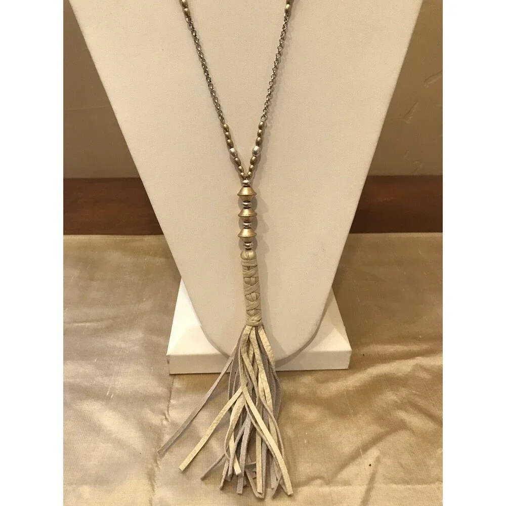 Lucky Brand Leather Tassel Pendant Necklace